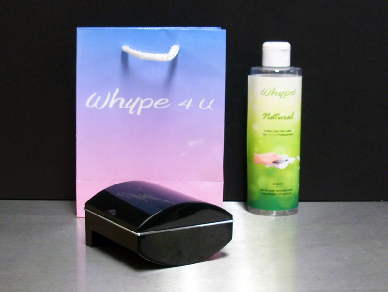 Whype Dispenser zwart, "Het alternatief voor vochtig toiletpapier." introductieset